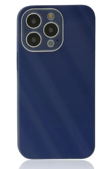 Newface iPhone 13 Pro Kılıf Glass Kapak - Lacivert resmi
