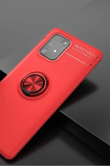 Newface Samsung Galaxy A91 / S10 Lite Kılıf Range Yüzüklü Silikon - Kırmızı resmi