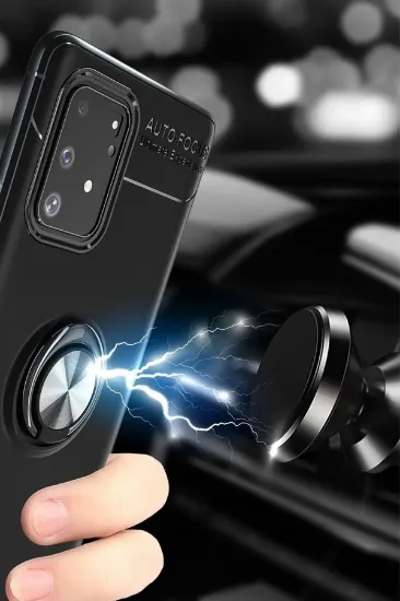 Newface Samsung Galaxy A91 / S10 Lite Kılıf Range Yüzüklü Silikon - Kırmızı resmi