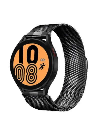 Newface Samsung Galaxy Watch 4 Metal Mıknatıslı Kordon - Siyah-Beyaz resmi