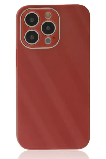 Newface iPhone 13 Pro Kılıf Glass Kapak - Bordo resmi