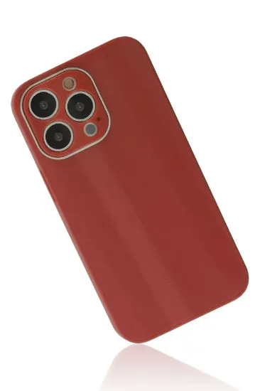 Newface iPhone 13 Pro Kılıf Glass Kapak - Bordo resmi