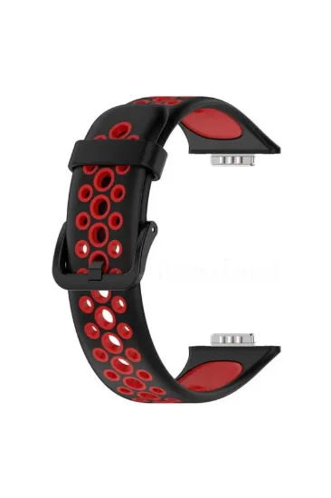 Newface Huawei Watch Fit 2 Spor Delikli Kordon - Siyah-Kırmızı resmi