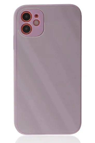 Newface iPhone 12 Kılıf Glass Kapak - Mor resmi