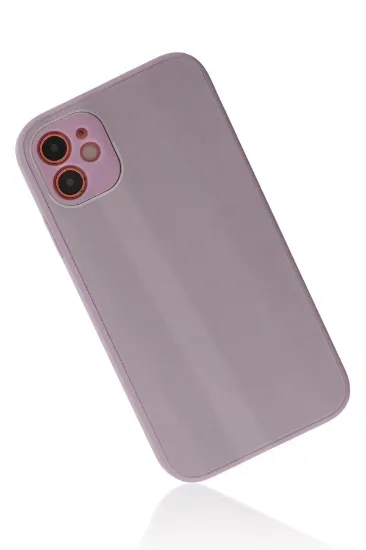 Newface iPhone 12 Kılıf Glass Kapak - Mor resmi