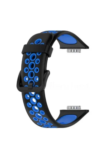 Newface Huawei Watch Fit 2 Spor Delikli Kordon - Siyah-Mavi resmi