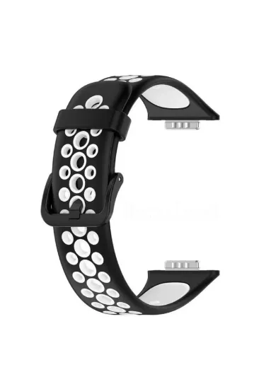 Newface Huawei Watch Fit 2 Spor Delikli Kordon - Siyah-Beyaz resmi