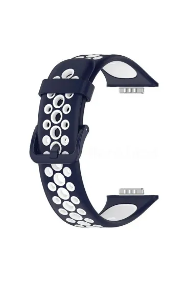 Newface Huawei Watch Fit 2 Spor Delikli Kordon - Lacivert-Beyaz resmi