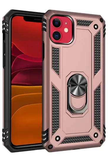Newface iPhone 11 Kılıf Sofya Yüzüklü Silikon Kapak - Rose resmi
