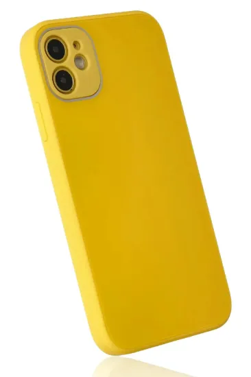 Newface iPhone 12 Kılıf Glass Kapak - Sarı resmi