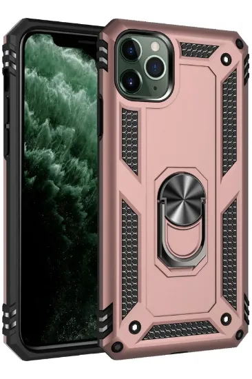 Newface iPhone 11 Pro Kılıf Sofya Yüzüklü Silikon Kapak - Rose resmi