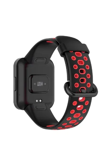 Newface Xiaomi Redmi Watch 2 Spor Delikli Kordon - Siyah-Kırmızı resmi