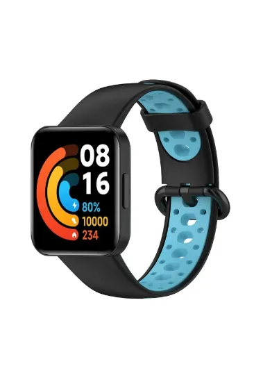 Newface Xiaomi Redmi Watch 2 Spor Delikli Kordon - Siyah-Mavi resmi