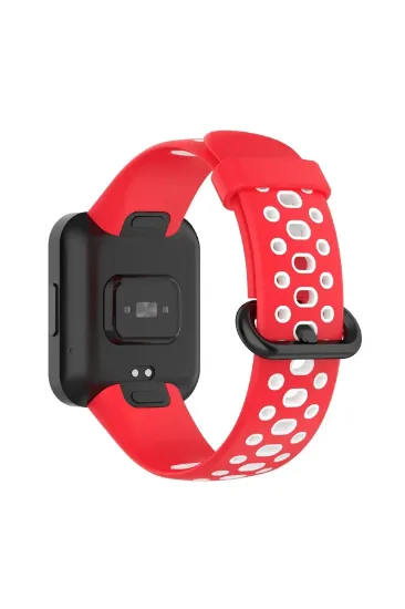 Newface Xiaomi Redmi Watch 2 Spor Delikli Kordon - Kırmızı-Beyaz resmi