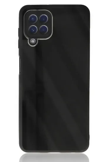 Newface Samsung Galaxy A22 Kılıf Glass Kapak - Siyah resmi