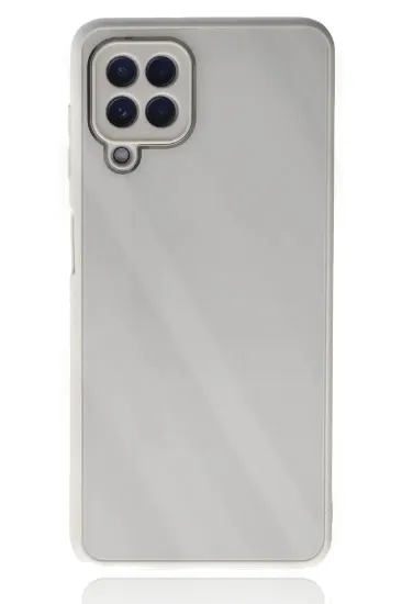 Newface Samsung Galaxy A22 Kılıf Glass Kapak - Beyaz resmi