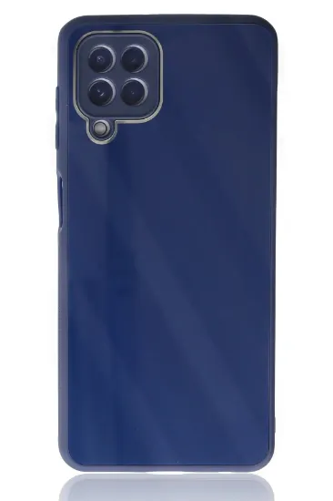 Newface Samsung Galaxy A22 Kılıf Glass Kapak - Lacivert resmi