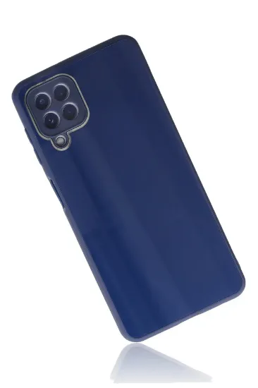 Newface Samsung Galaxy A22 Kılıf Glass Kapak - Lacivert resmi