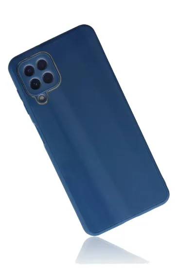 Newface Samsung Galaxy A22 Kılıf Glass Kapak - Mavi resmi