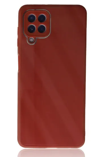 Newface Samsung Galaxy A22 Kılıf Glass Kapak - Bordo resmi