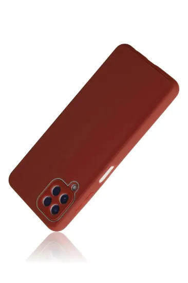 Newface Samsung Galaxy A22 Kılıf Glass Kapak - Bordo resmi