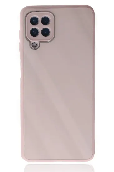 Newface Samsung Galaxy A22 Kılıf Glass Kapak - Pembe resmi