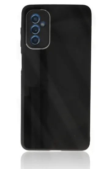 Newface Samsung Galaxy M52 5G Kılıf Glass Kapak - Siyah resmi