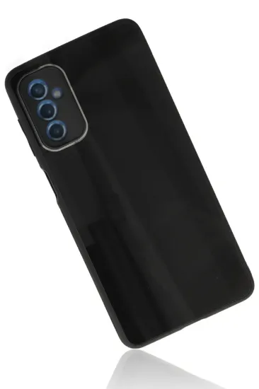 Newface Samsung Galaxy M52 5G Kılıf Glass Kapak - Siyah resmi