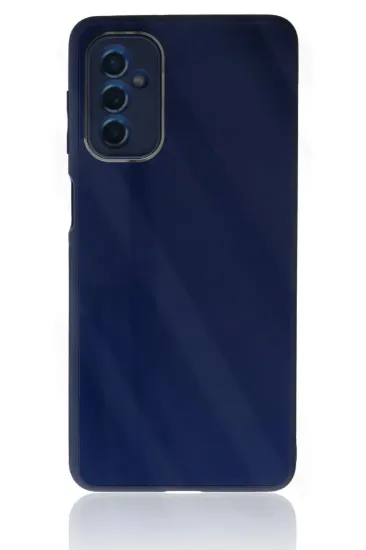 Newface Samsung Galaxy M52 5G Kılıf Glass Kapak - Lacivert resmi
