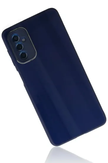Newface Samsung Galaxy M52 5G Kılıf Glass Kapak - Lacivert resmi