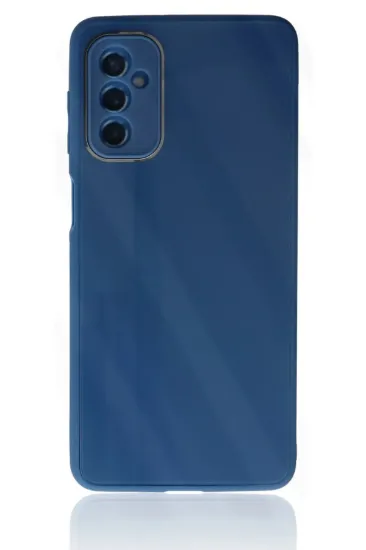 Newface Samsung Galaxy M52 5G Kılıf Glass Kapak - Mavi resmi
