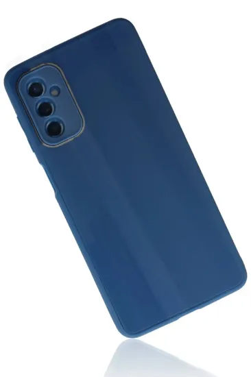 Newface Samsung Galaxy M52 5G Kılıf Glass Kapak - Mavi resmi