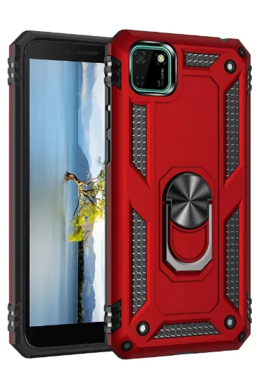 Newface Huawei Y5P Kılıf Sofya Yüzüklü Silikon Kapak - Kırmızı resmi