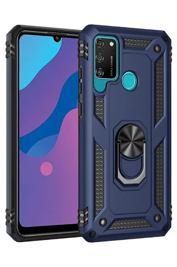 Newface Huawei Y6P Kılıf Sofya Yüzüklü Silikon Kapak - Lacivert resmi