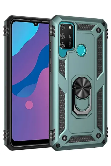Newface Huawei Y6P Kılıf Sofya Yüzüklü Silikon Kapak - Yeşil resmi
