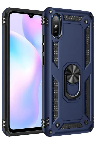 Newface Xiaomi Redmi 9A Kılıf Sofya Yüzüklü Silikon Kapak - Lacivert resmi
