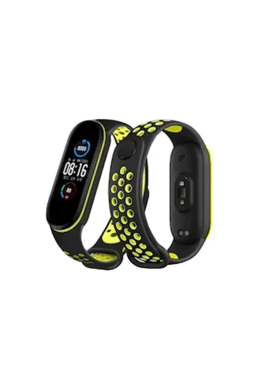 Newface Xiaomi Mi Band 7 Spor Delikli Kordon - Siyah-Yeşil resmi