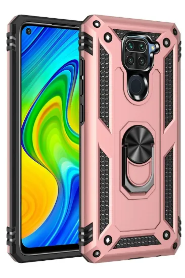 Newface Xiaomi Redmi Note 9 Kılıf Sofya Yüzüklü Silikon Kapak - Rose resmi