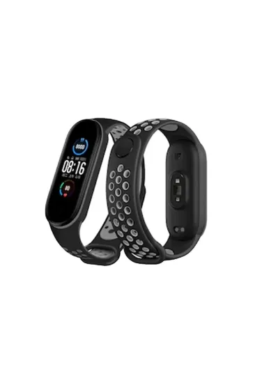 Newface Xiaomi Mi Band 7 Spor Delikli Kordon - Siyah-Gri resmi