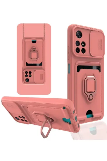 Newface Xiaomi Redmi Note 11T Kılıf Zuma Kartvizitli Yüzüklü Silikon - Pembe resmi