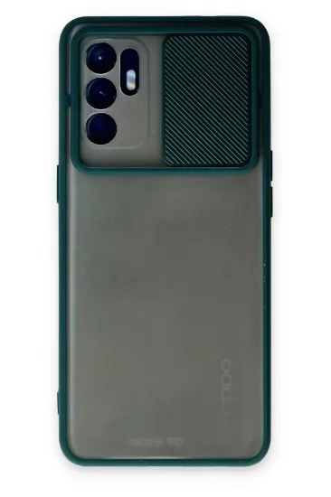 Newface Oppo Reno 6 Kılıf Palm Buzlu Kamera Sürgülü Silikon - Yeşil resmi