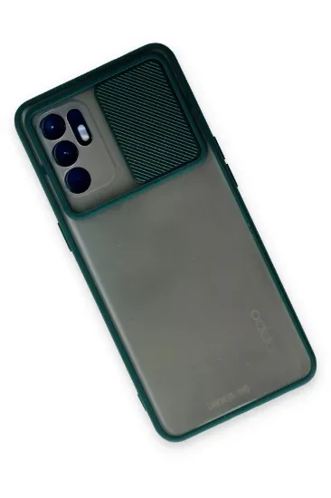 Newface Oppo Reno 6 Kılıf Palm Buzlu Kamera Sürgülü Silikon - Yeşil resmi