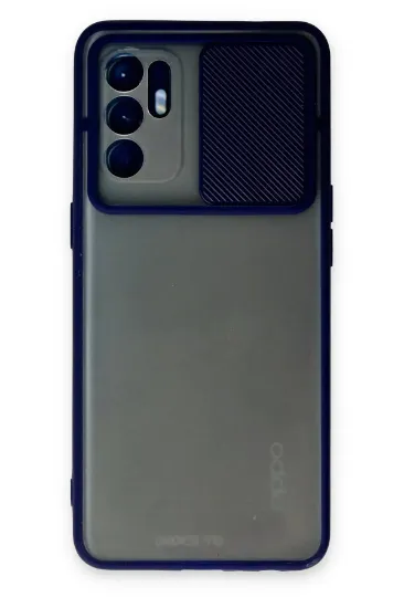 Newface Oppo Reno 6 Kılıf Palm Buzlu Kamera Sürgülü Silikon - Lacivert resmi