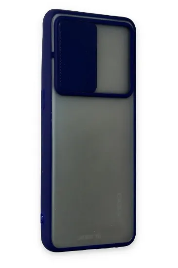Newface Oppo Reno 6 Kılıf Palm Buzlu Kamera Sürgülü Silikon - Lacivert resmi