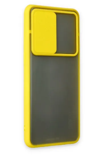Newface Oppo Reno 6 Kılıf Palm Buzlu Kamera Sürgülü Silikon - Sarı resmi