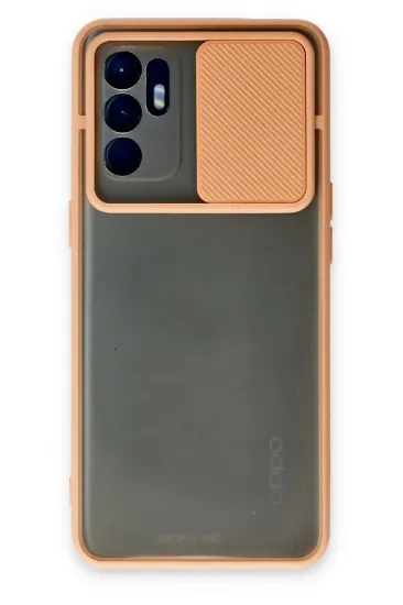 Newface Oppo Reno 6 Kılıf Palm Buzlu Kamera Sürgülü Silikon - Pembe resmi
