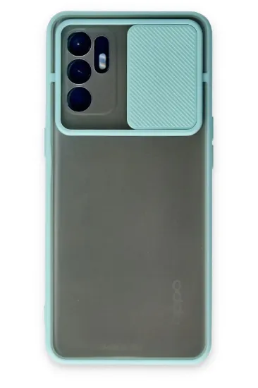 Newface Oppo Reno 6 Kılıf Palm Buzlu Kamera Sürgülü Silikon - Turkuaz resmi