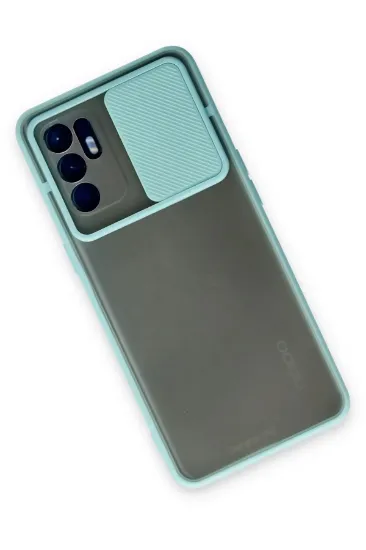 Newface Oppo Reno 6 Kılıf Palm Buzlu Kamera Sürgülü Silikon - Turkuaz resmi
