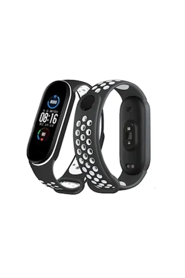 Newface Xiaomi Mi Band 4 Spor Delikli Kordon - Siyah-Beyaz resmi