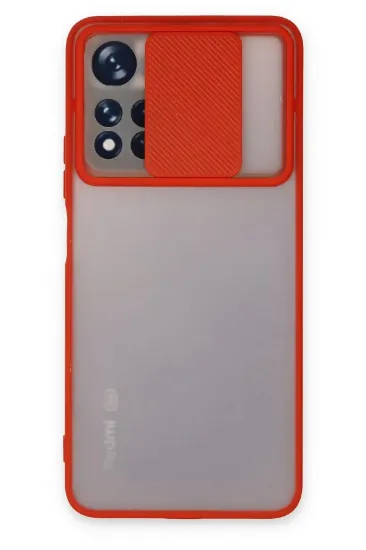 Newface Xiaomi Redmi Note 11T Kılıf Palm Buzlu Kamera Sürgülü Silikon - Kırmızı resmi